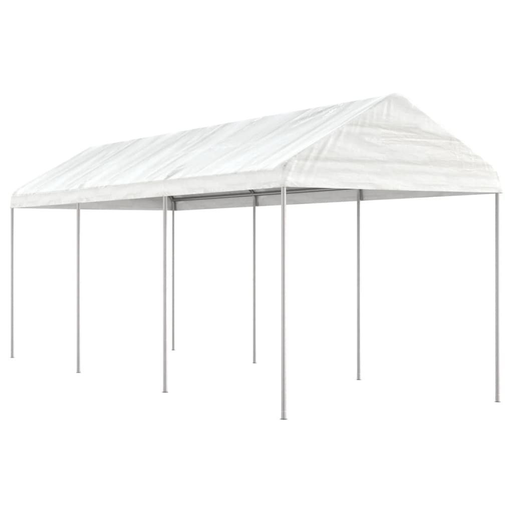Pavillon mit Dach Weiß 4,46x2,28x2,69 m Polyethylen