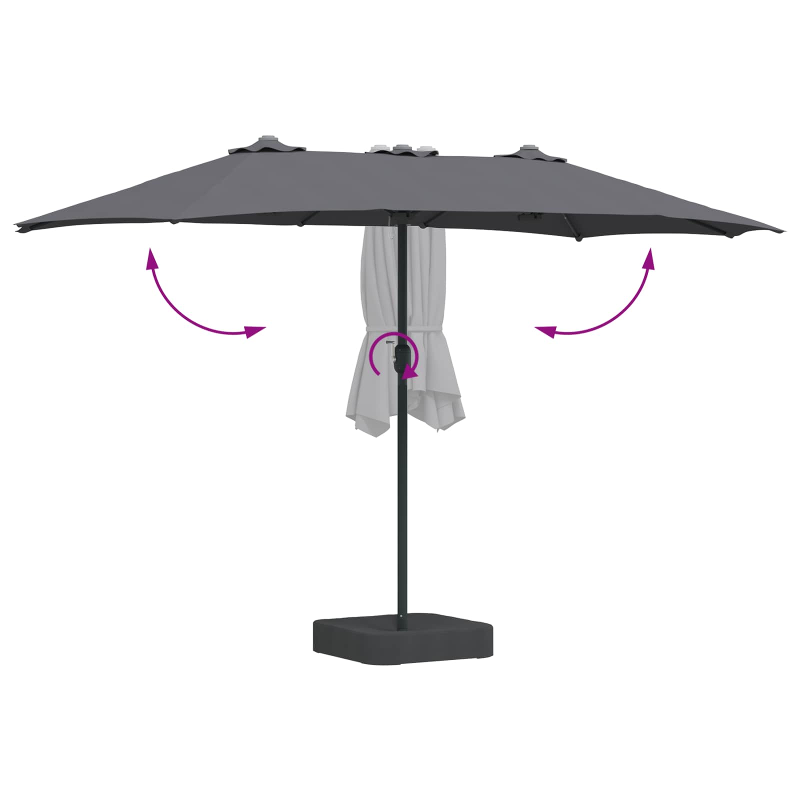 Garten-Sonnenschirm Sand und Anthrazit 385 x 209 x 244 cm