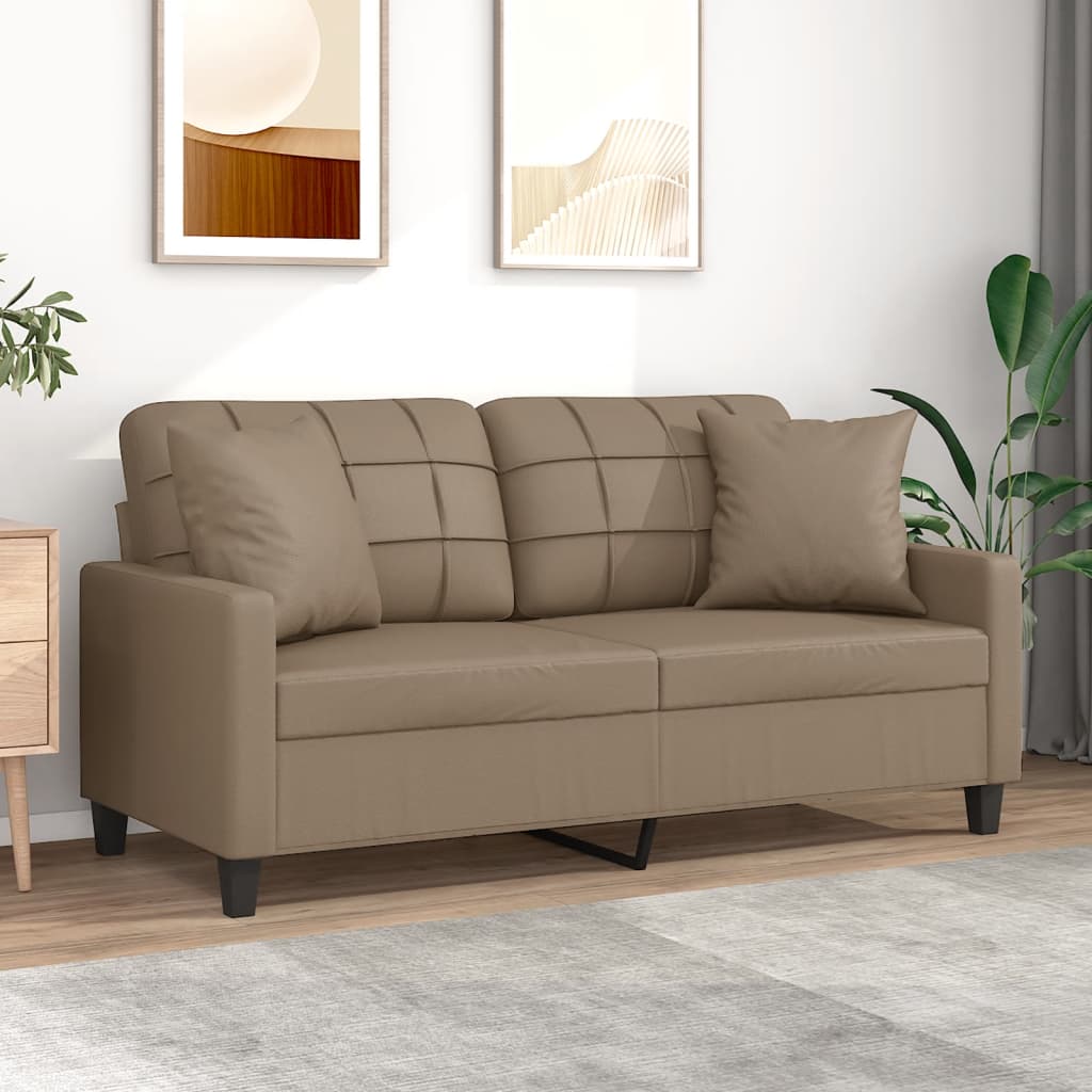 3-Sitzer-Sofa mit Zierkissen Schwarz 180 cm Kunstleder