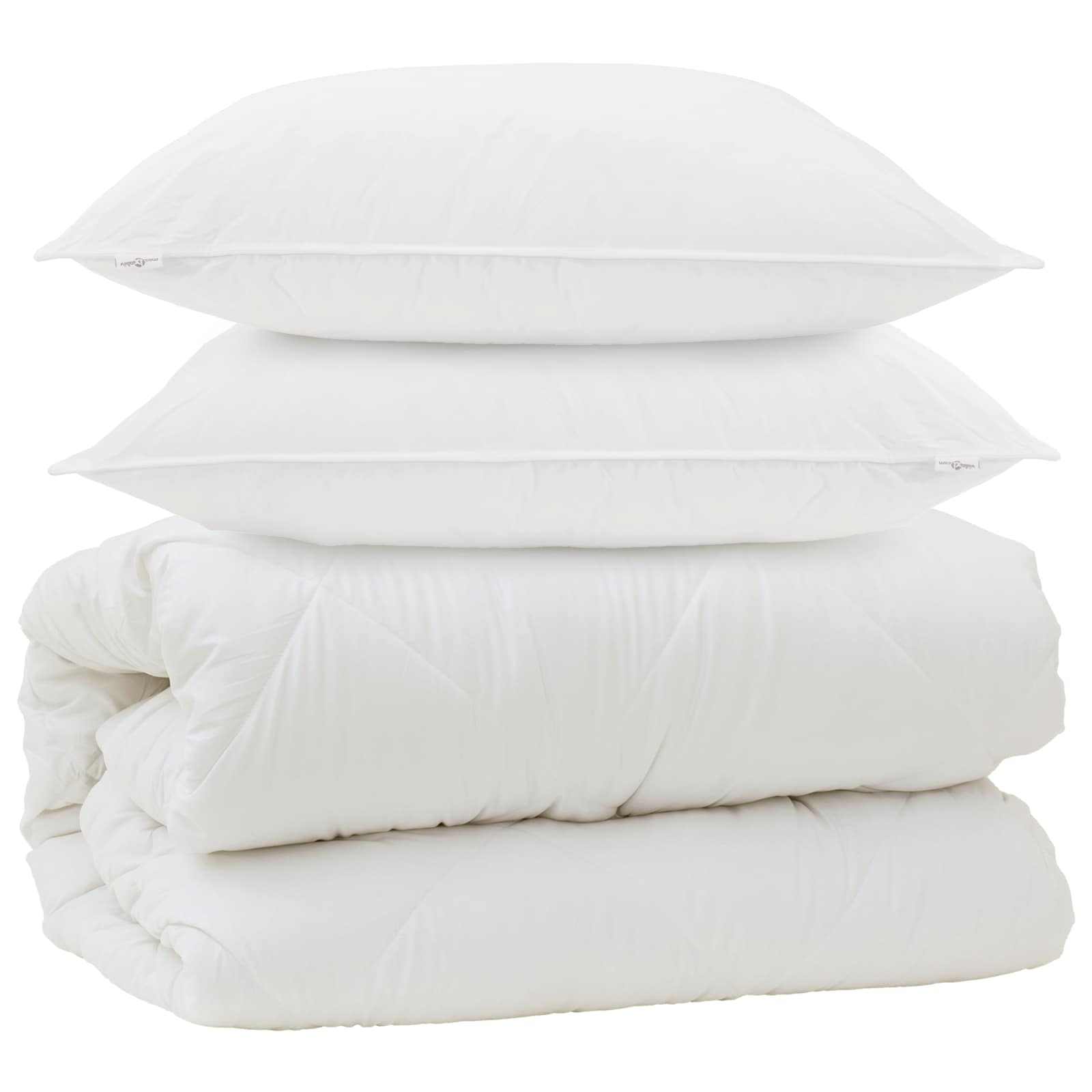 Decke mit Kissen mit Kissen 3 pcs Weiß Mikrofaser