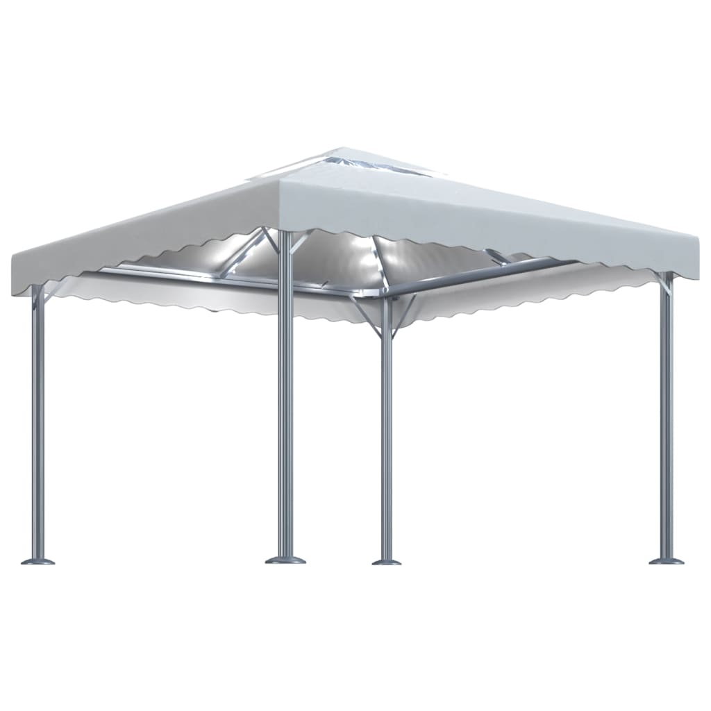 Pavillon mit LED-Lichterkette 300x300 cm Anthrazit Aluminium
