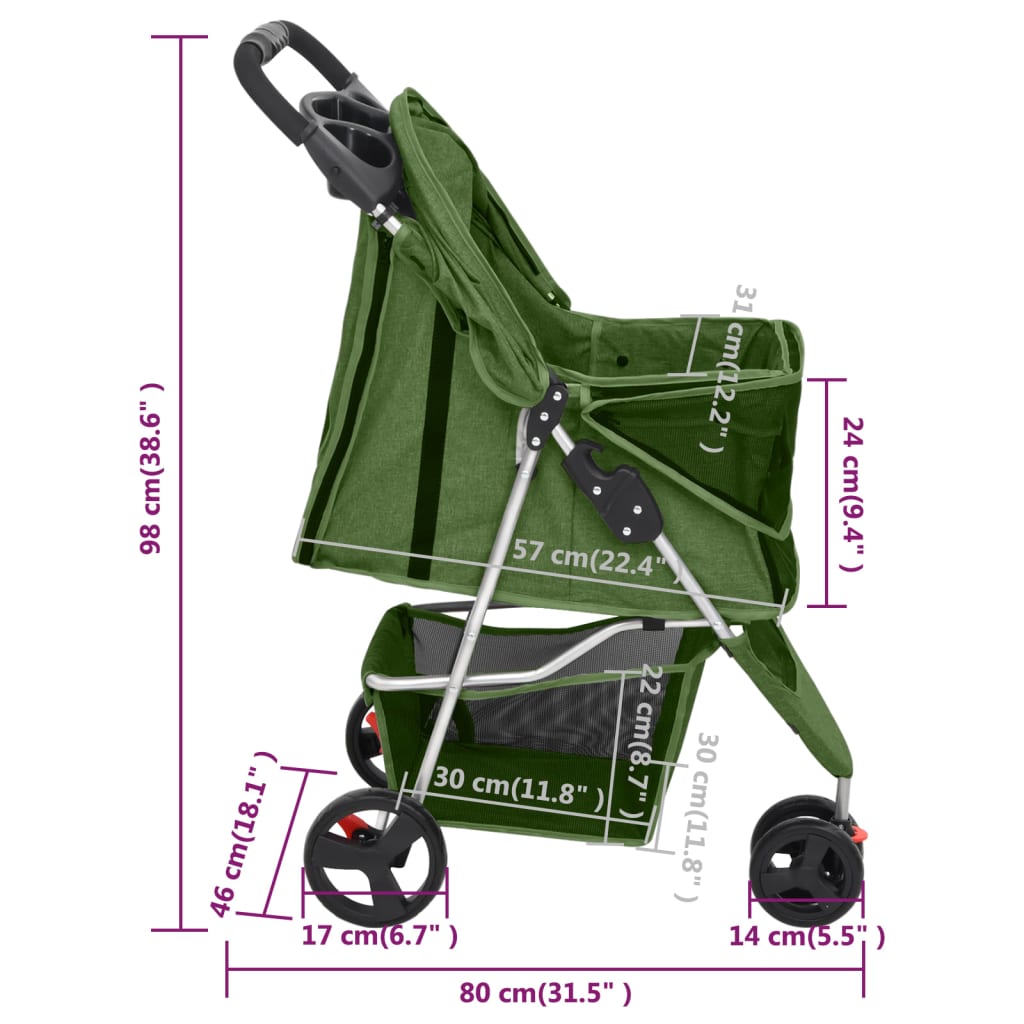 Hundewagen Faltbar Schwarz 80x46x98 cm Oxford-Gewebe
