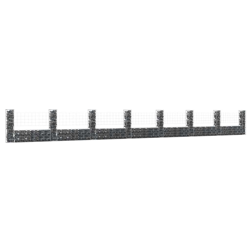 Gabionenkorb U-Form mit 2 Säulen Eisen 140x20x150 cm