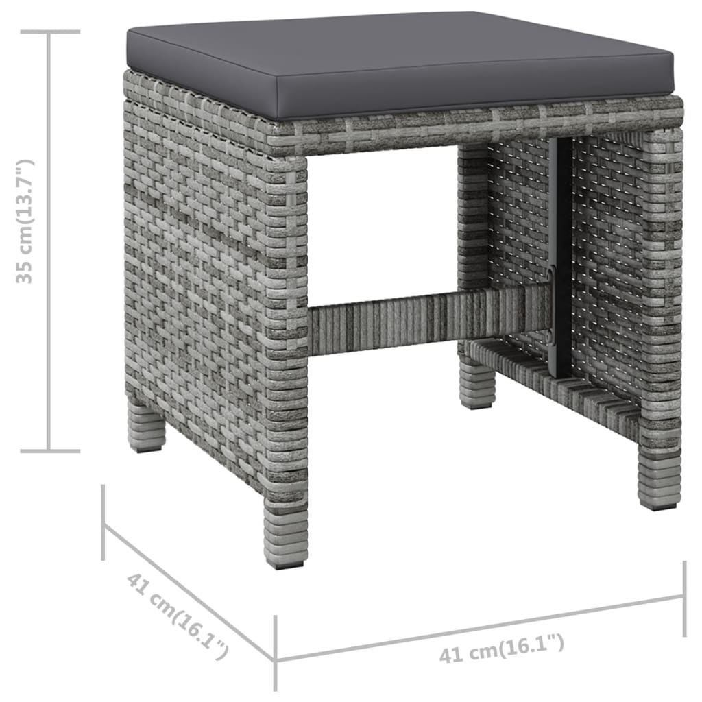 4-tlg. Gartenstuhl und Hocker Set Poly Rattan Schwarz