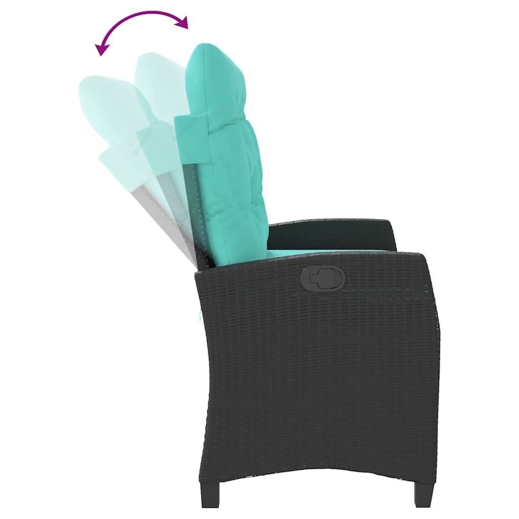 Gartenbank Verstellbar mit Kissen Braun Poly Rattan
