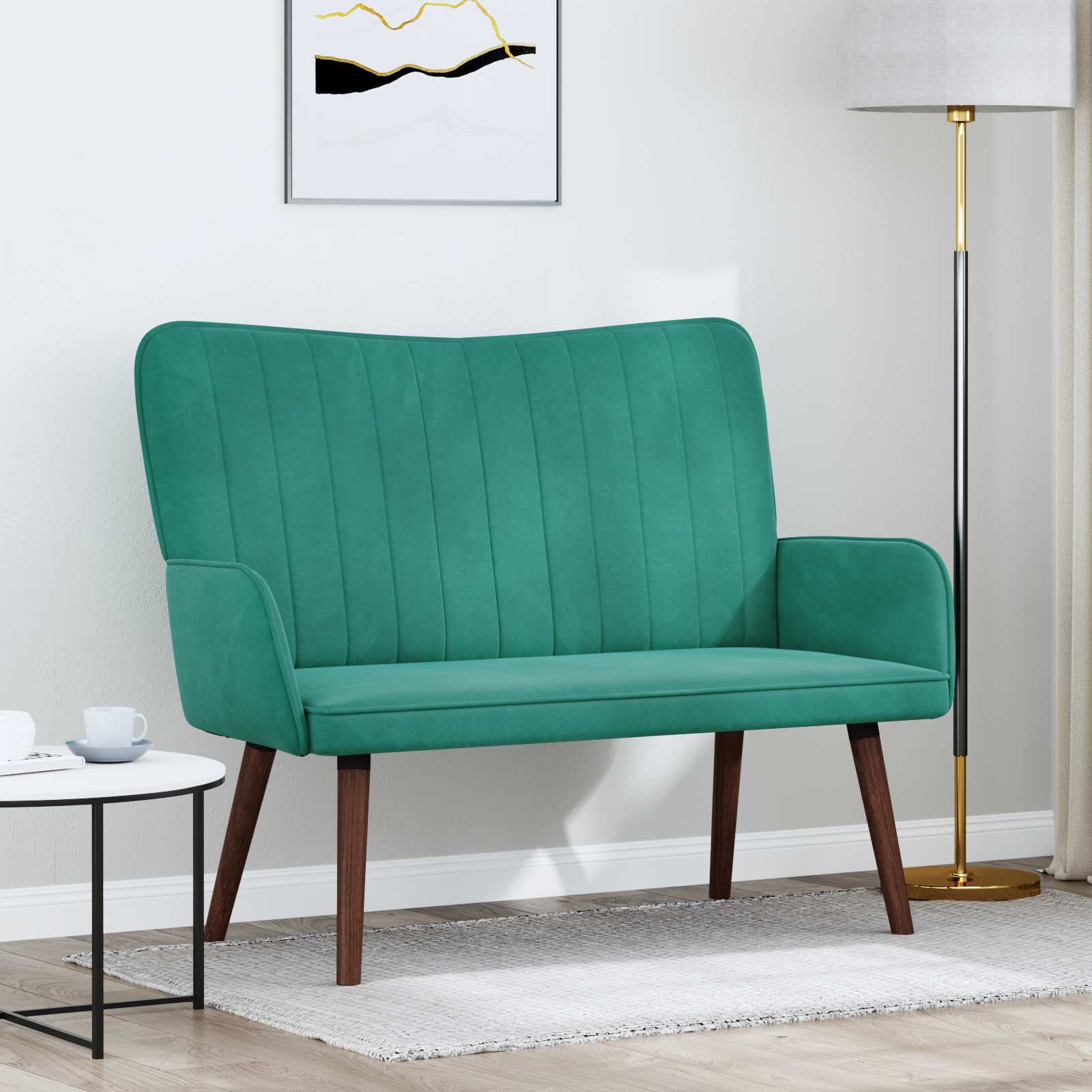 2-Sitzer Sofa Hellgrau 115 x 61 x 87 cm Samt (V)
