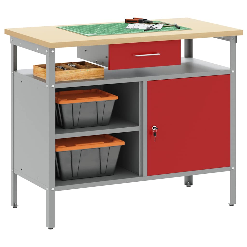 Werkbank mit Schubladen Schwarz und Grau 100 x 55 x 85 cm