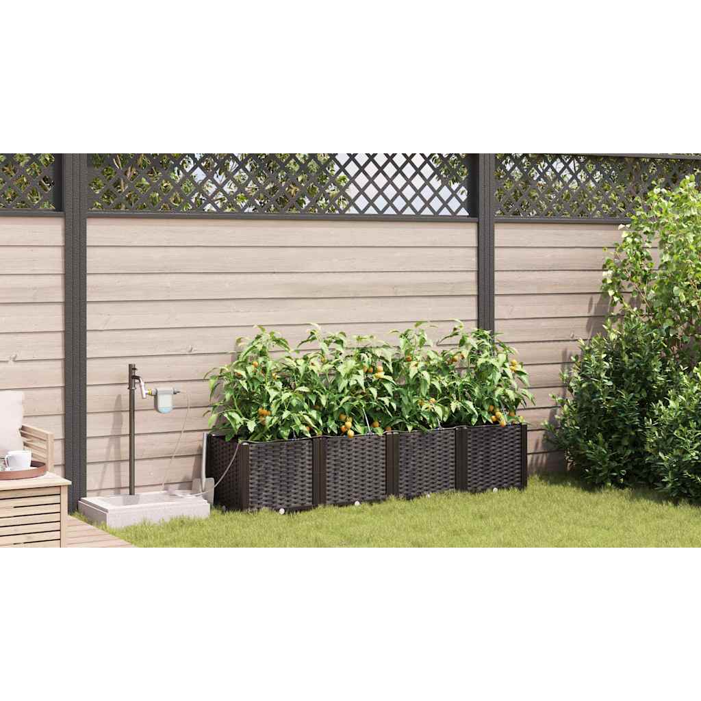 Garten-Pflanzgefäß 4 Stk. Braun 160 x 40 x 22 cm PP