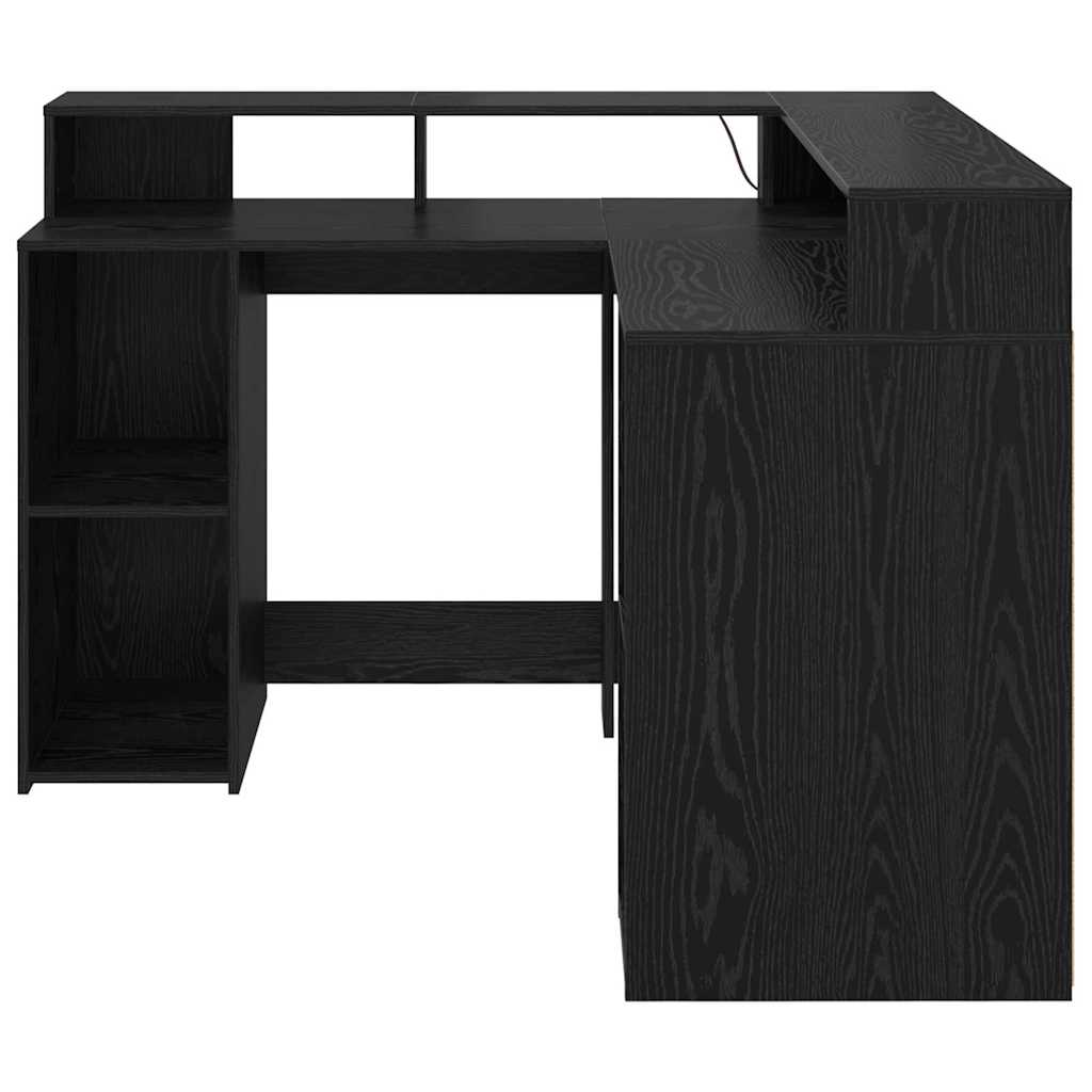 LED-Schreibtisch Weiß 130x130x91 cm Holzwerkstoff