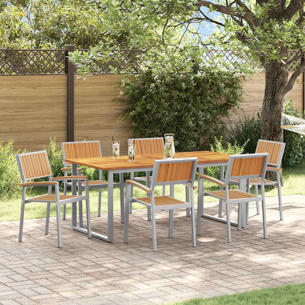 Garten Essgruppe 5 pcs Grau Massivholz Akazie