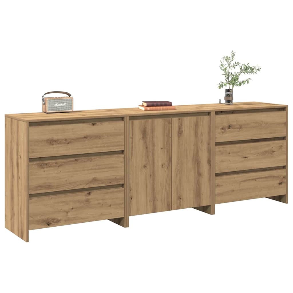 3-tlg. Sideboard Weiß Holzwerkstoff