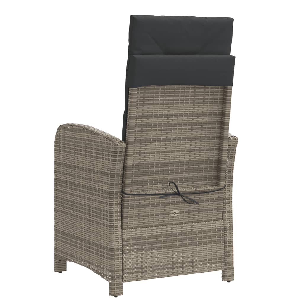 Gartensessel mit Fußteil Verstellbar Schwarz Poly Rattan