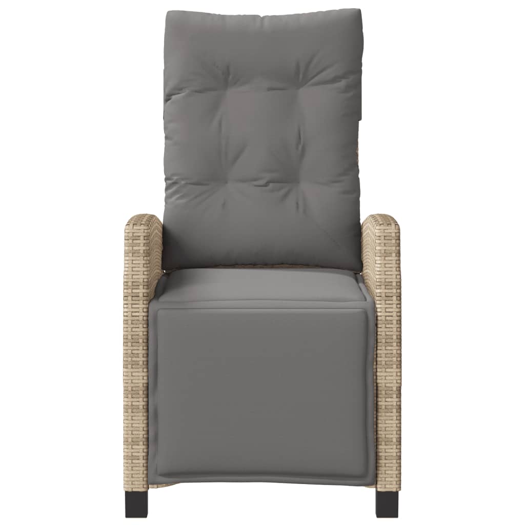 Gartensessel Verstellbar mit Kissen Schwarz Poly Rattan