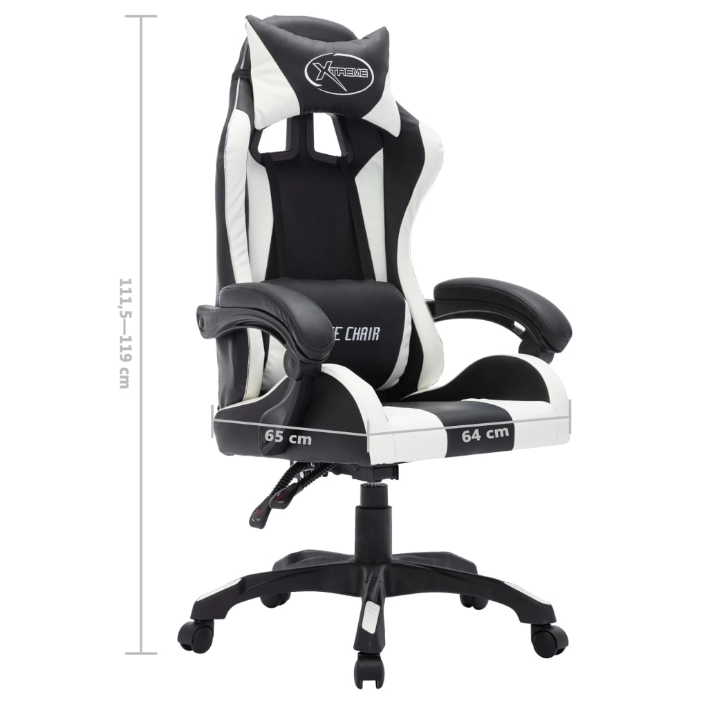 Gaming-Stuhl mit RGB LED-Leuchten Blau und Schwarz Kunstleder