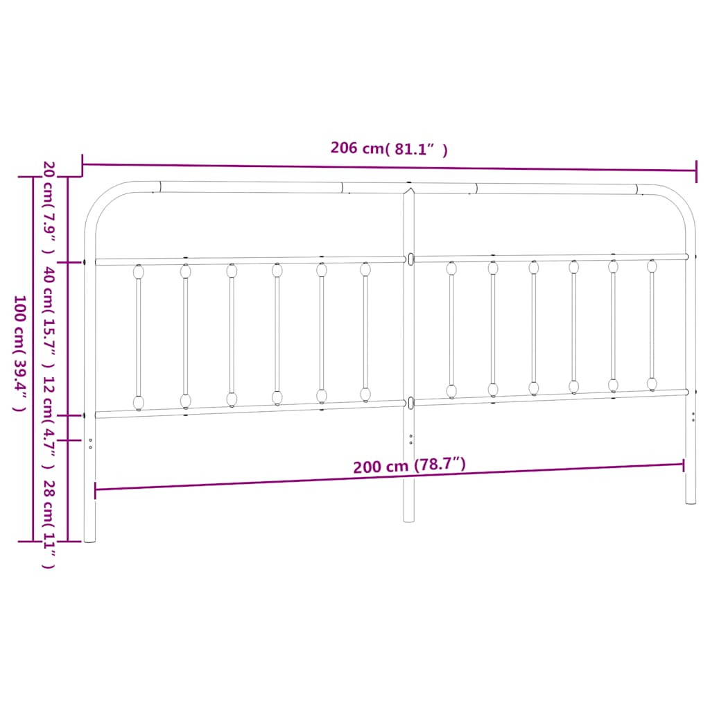 Ersatz-Kopfteil Metall Schwarz 75 cm