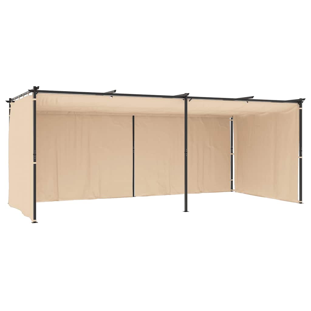 Pavillon mit Vorhängen 3x3 m Taupe Stahl