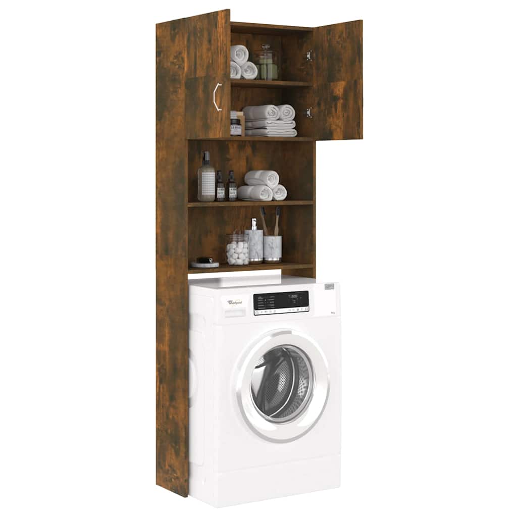 Waschmaschinenschrank Weiß 64x25,5x190 cm Holzwerkstoff