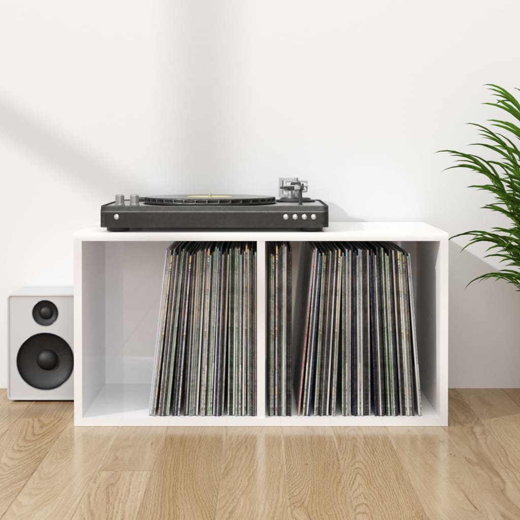 Schallplatten-Aufbewahrungsbox Weiß 71x34x36 cm Holzwerkstoff