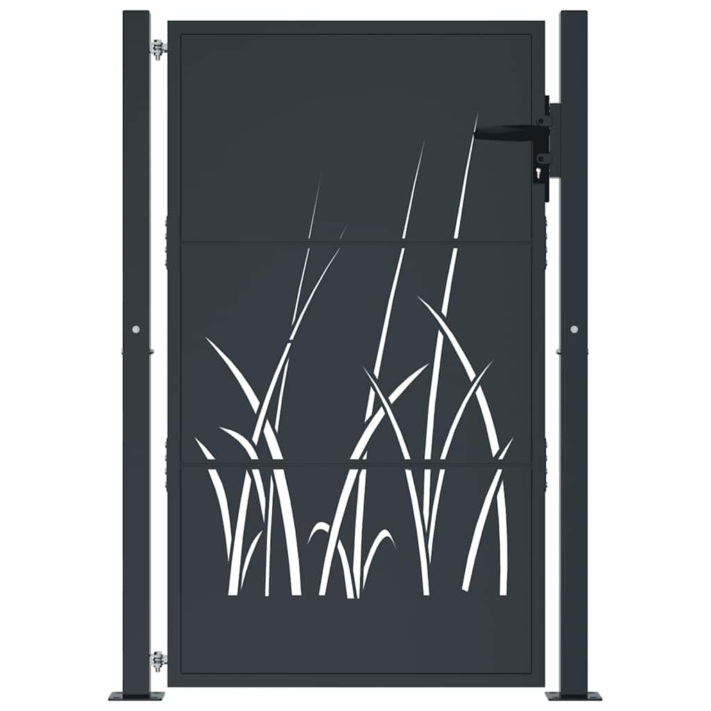 Gartentor Anthrazit 100x75 cm Stahl Gras-Design