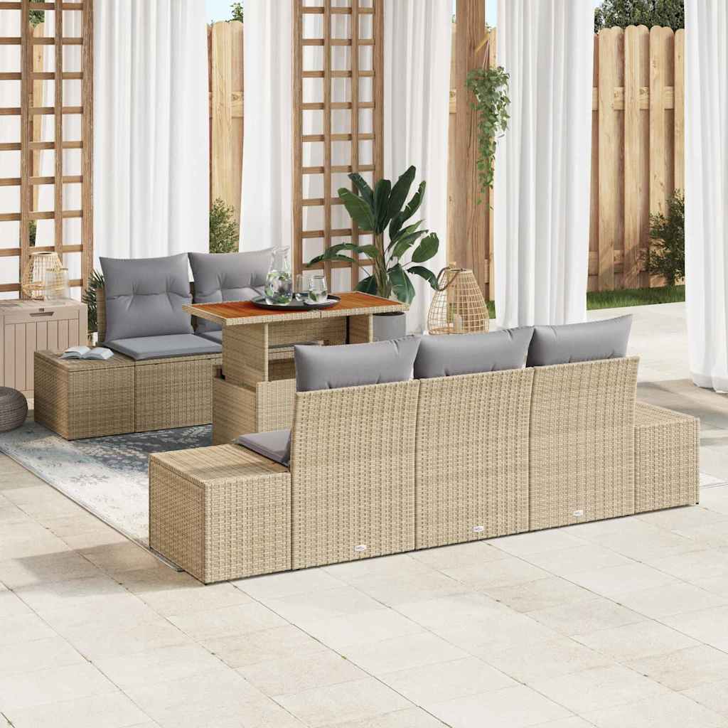 Garten Essgruppe mit Kissen 6 pcs Schwarz und Creme