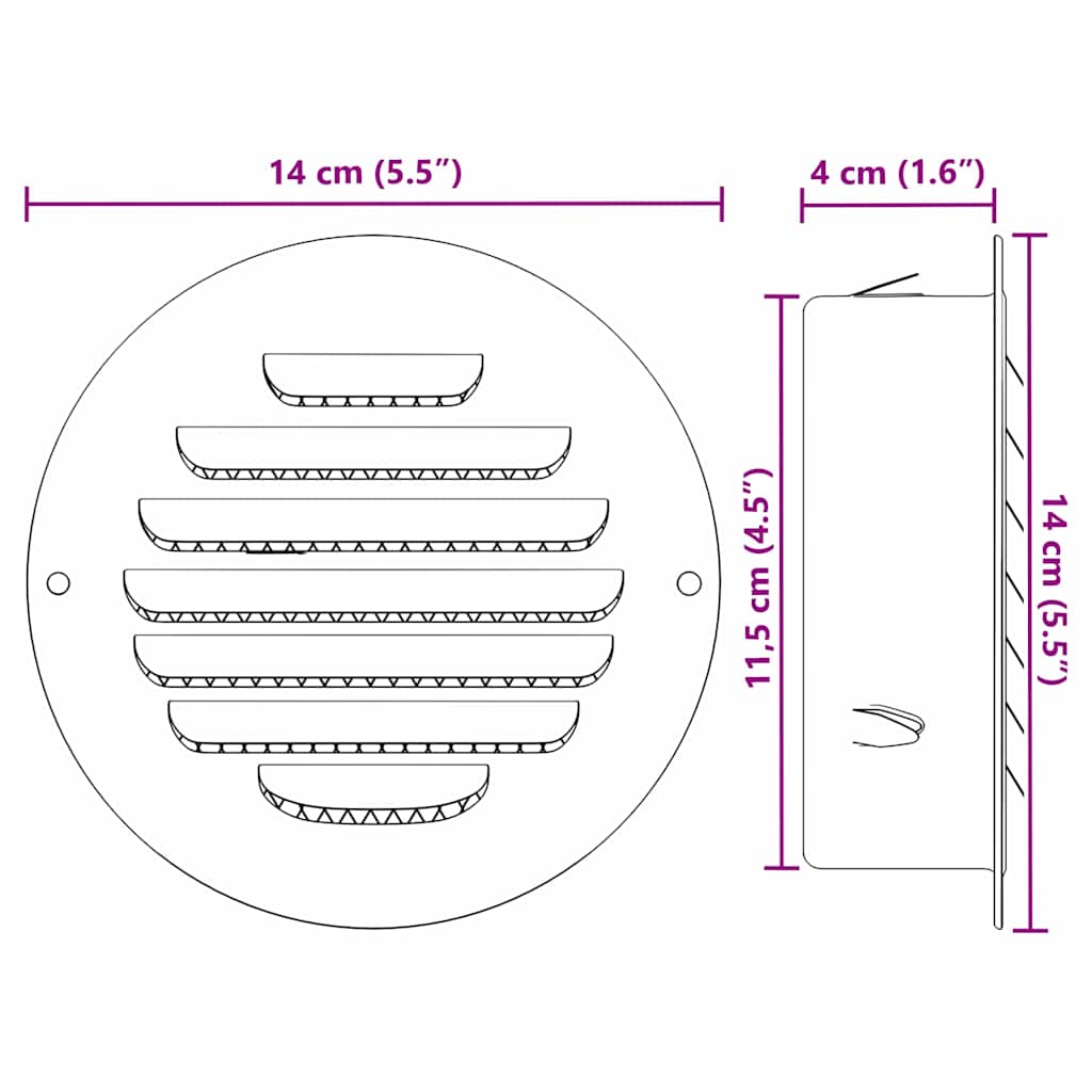 Lüftungsgitter 4 pcs Silber 80 mm Edelstahl