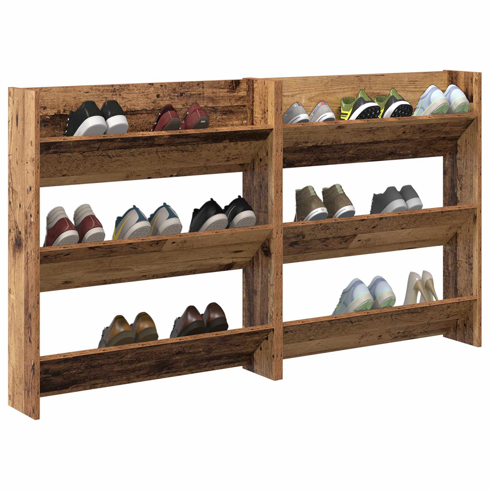 Wand-Schuhschränke 4 Stk. Weiß 60x18x60 cm Holzwerkstoff