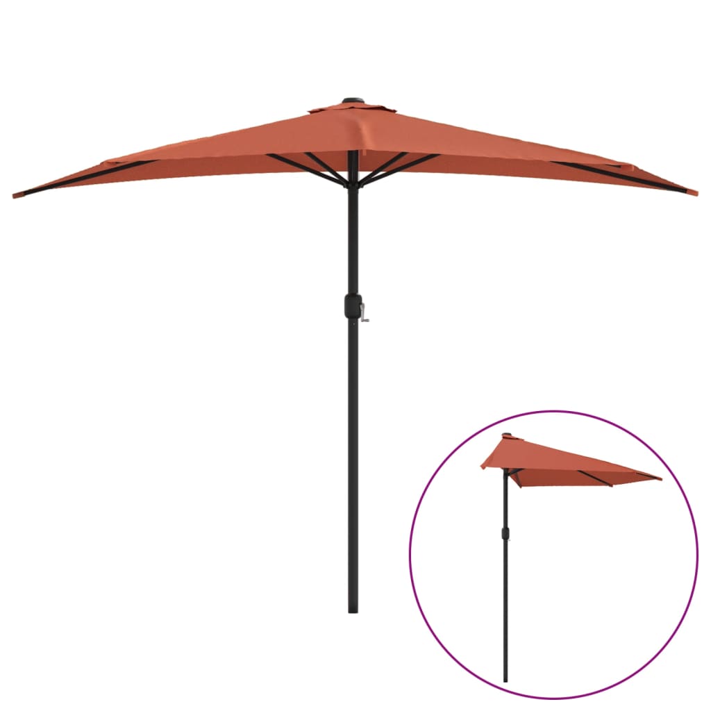 Balkon-Sonnenschirm Alu-Mast Bordeauxrot 270x144x222cm Halbrund