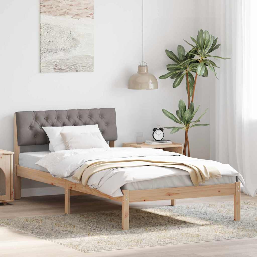 Bettgestell Braun und hellgrau 200 x 200 cm Massivholz Kiefer