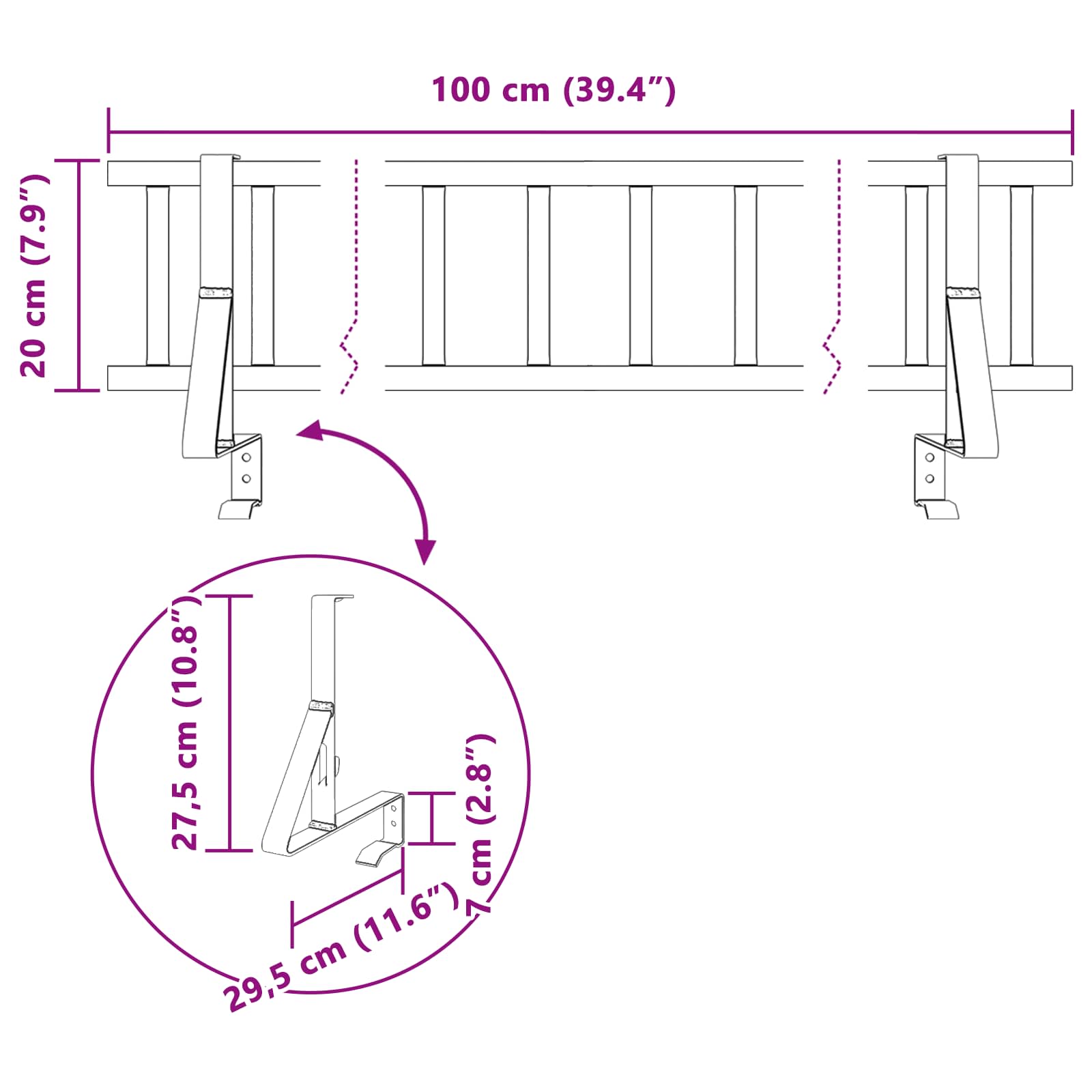 Dachschneeschild Anthrazit 100 x 29,5 x 34,5 cm Stahl