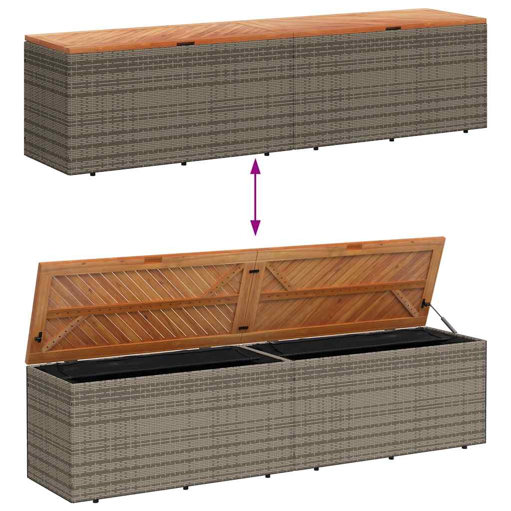 Gartentruhe Schwarz 110x50x54 cm Poly Rattan Akazienholz