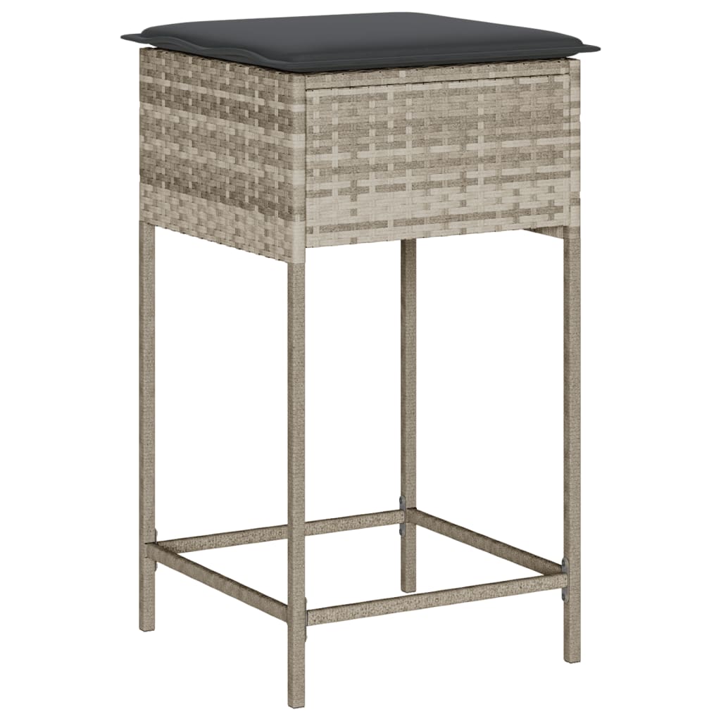 Garten-Barhocker mit Kissen 2 Stk. Schwarz Poly Rattan