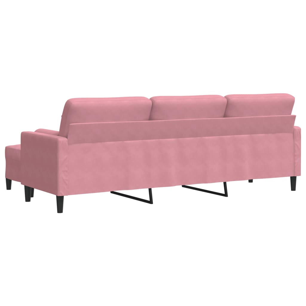 3-Sitzer-Sofa mit Hocker Hellgrau 180 cm Samt