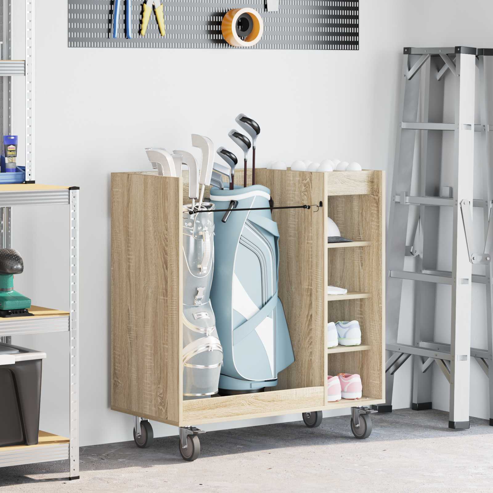 Golf Schrank Mit Rad Uni Weiß 65 x 45 x 98 cm