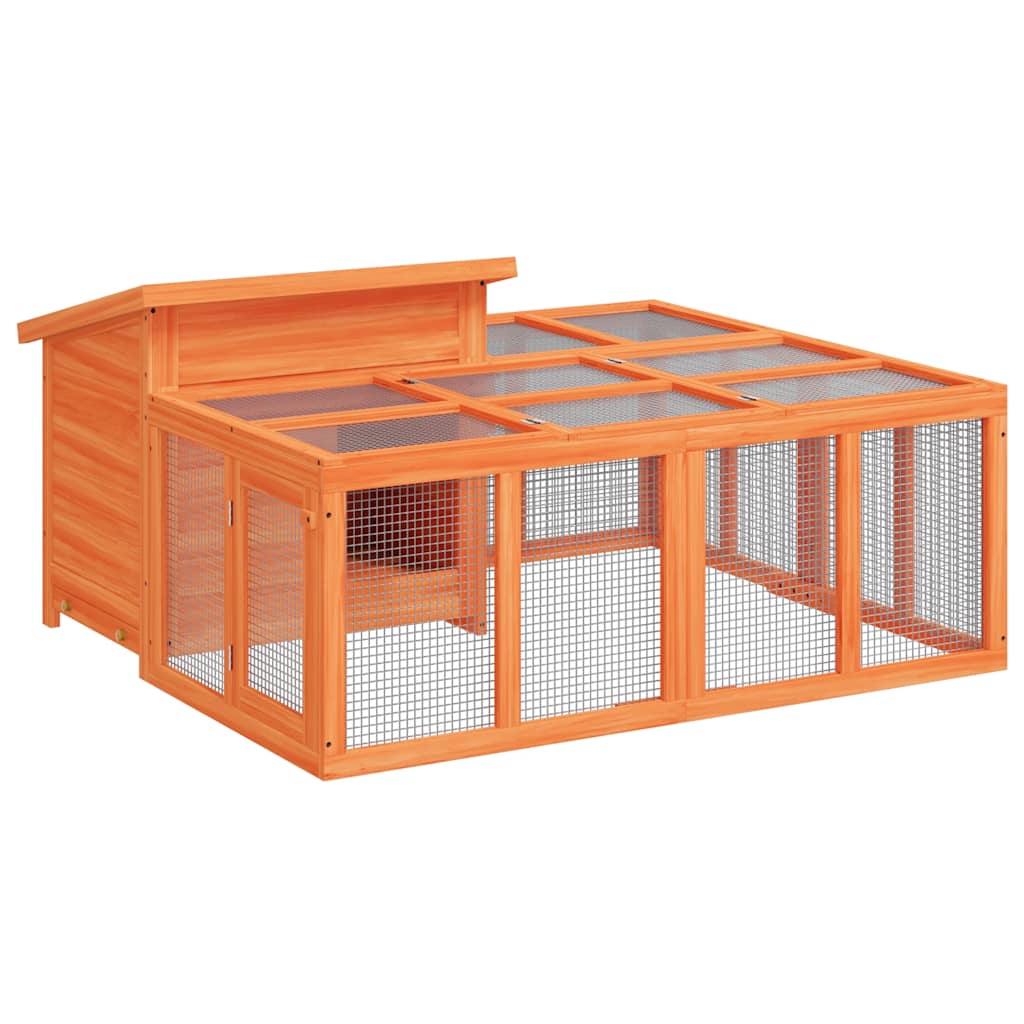 Kaninchenstall Mokka 144x123x67,5 cm Massivholz Kiefer