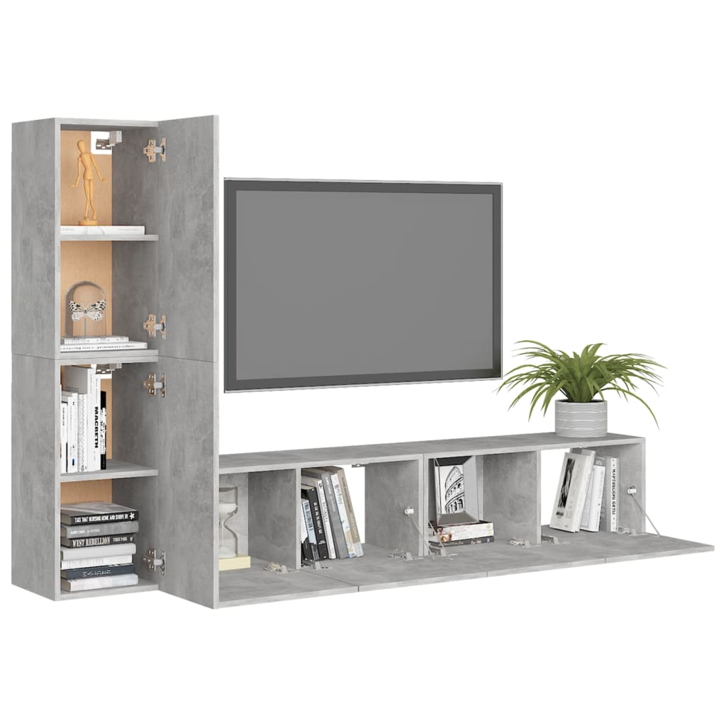3-tlg. TV-Schrank-Set Weiß Holzwerkstoff
