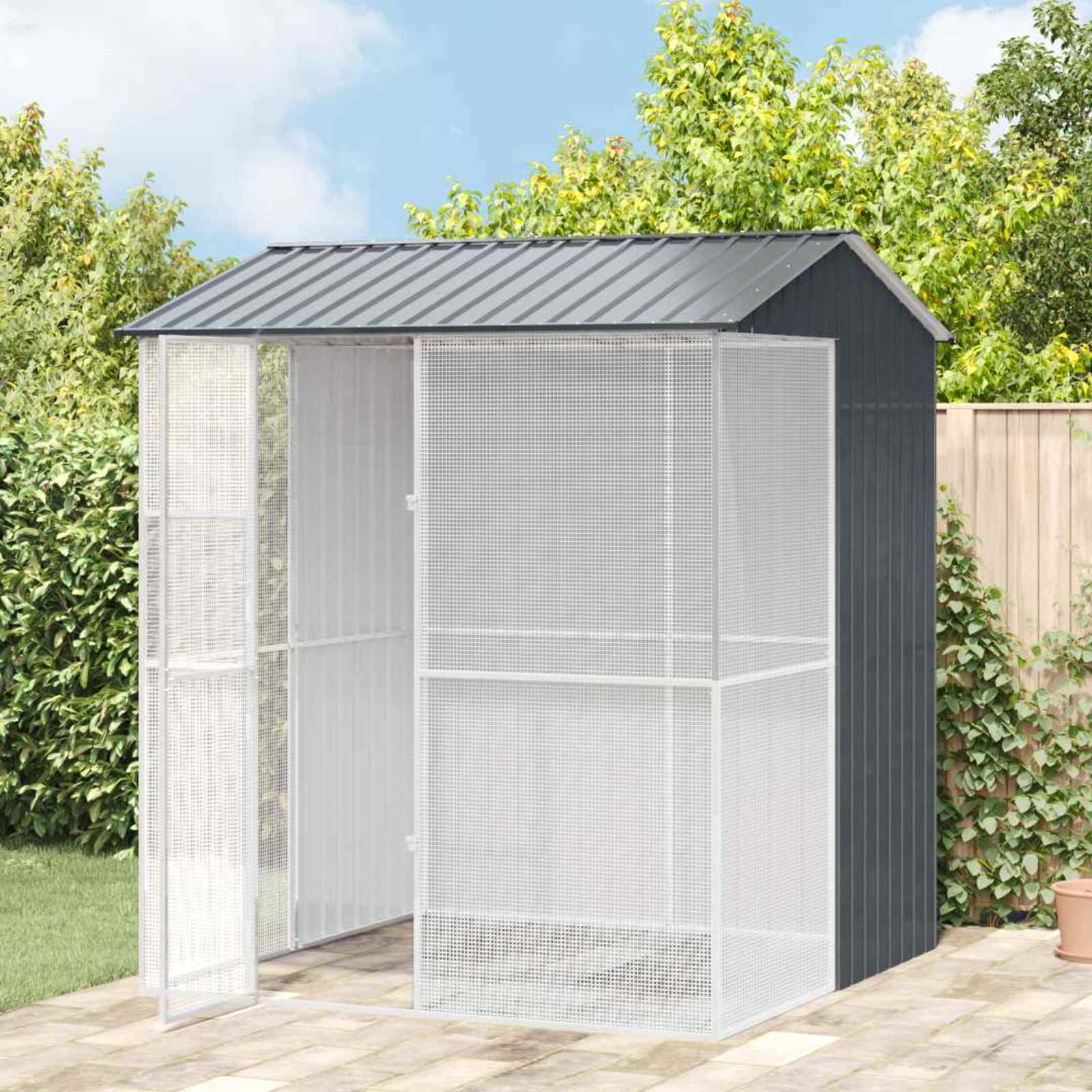 Vogelkäfig Anthrazit 215 x 110 x 247 cm Verzinkter Stahl