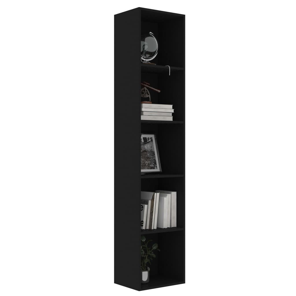 Bücherregal Schwarz Eichen-Optik 80x30x189 cm Holzwerkstoff