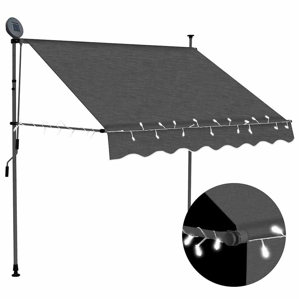 Einziehbare Markise Handbetrieben mit LED 100 cm Blau und Weiß