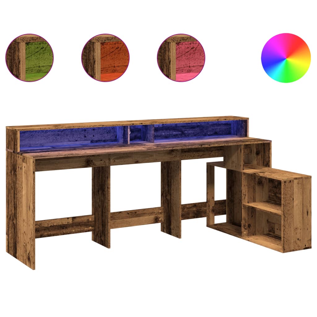 LED-Schreibtisch Weiß 200x104x91 cm Holzwerkstoff