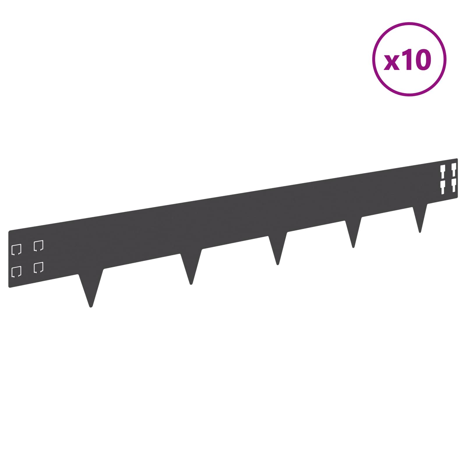 Raseneinfassung 10 pcs 100 x 12 cm Stahl Schwarz
