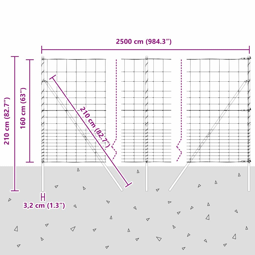 Ground Fix Geschweißter Drahtzaun 25 x 0,8 m Silber Netz