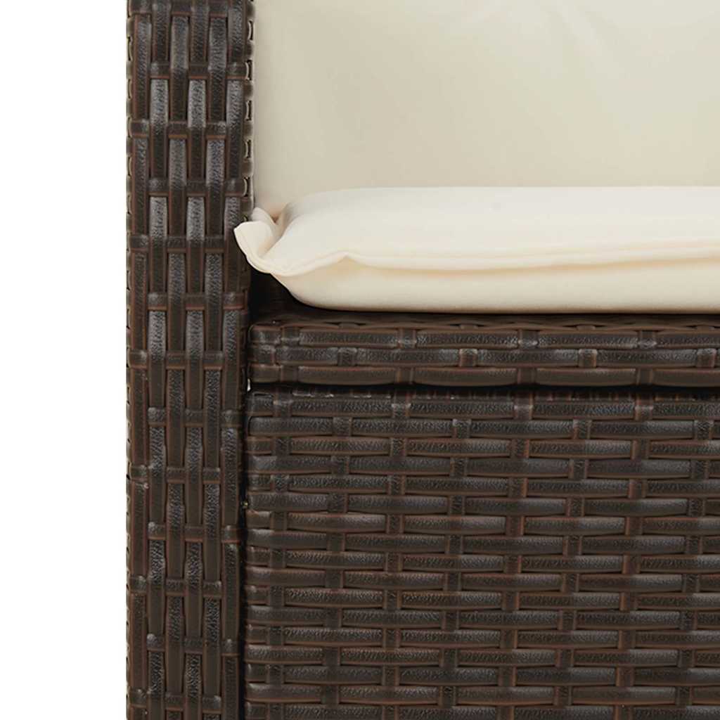 Gartenbank Verstellbar mit Kissen Schwarz Poly Rattan