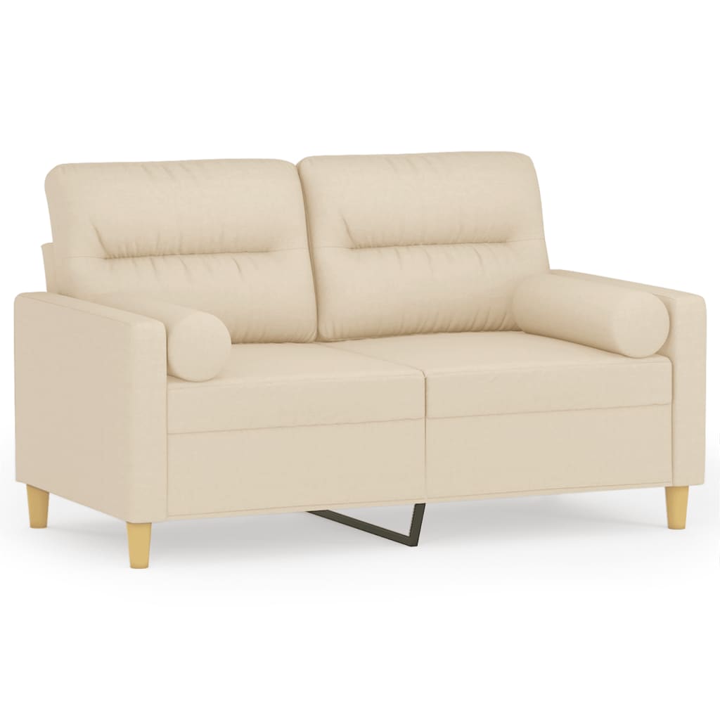 2-Sitzer-Sofa mit Zierkissen Braun 120 cm Stoff
