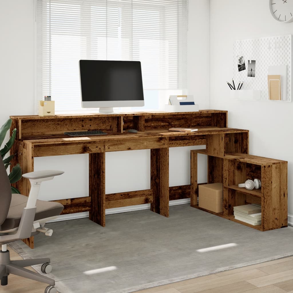 LED-Schreibtisch Weiß 200x104x91 cm Holzwerkstoff