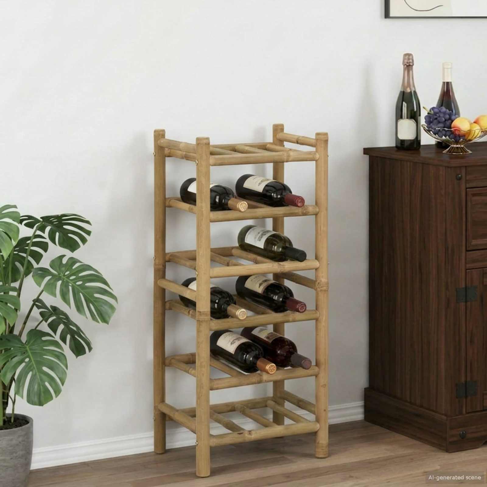 Weinregal Natur 32,5 x 29,5 x 36 cm Bambus