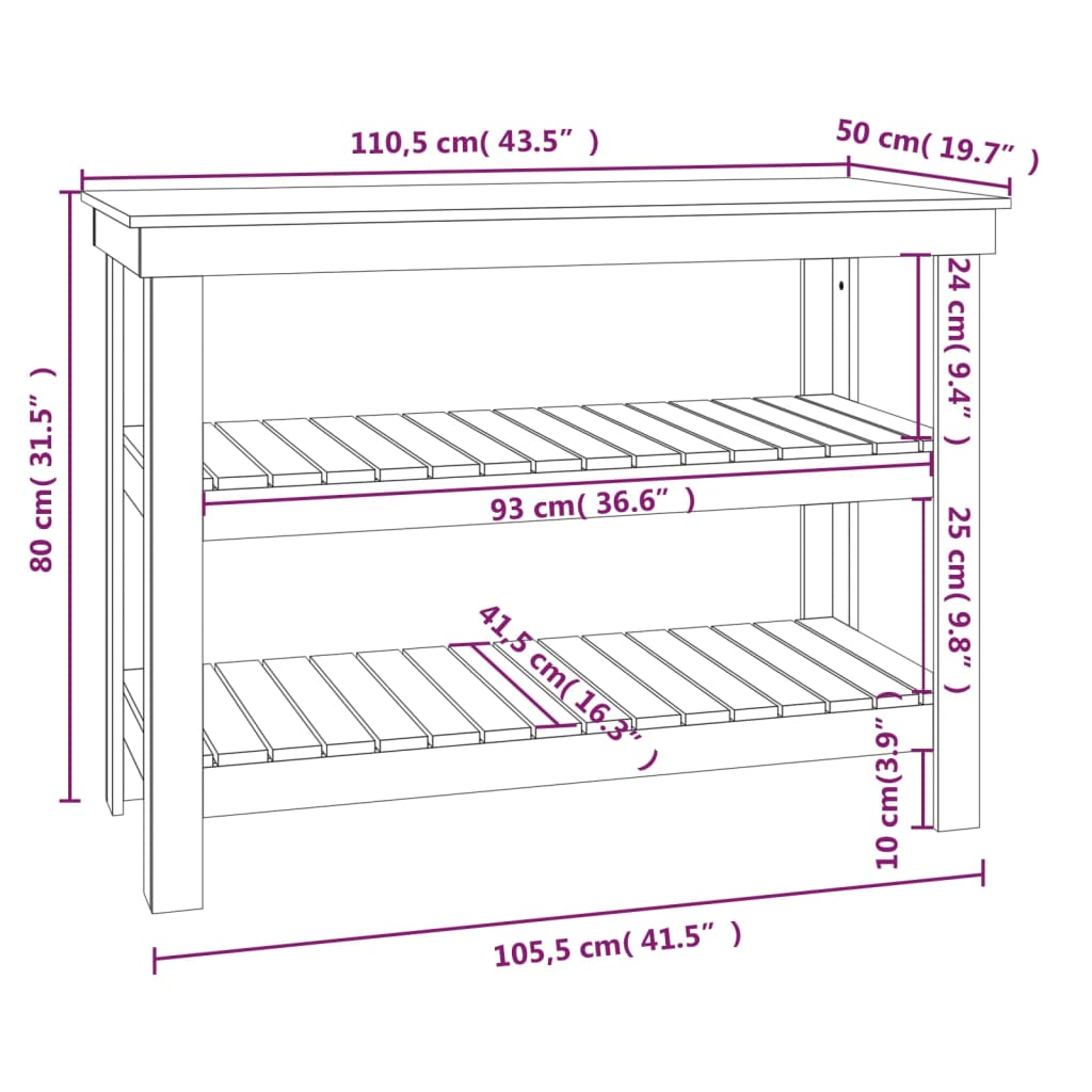 Werkbank 78,5x50x80 cm Massivholz Kiefer