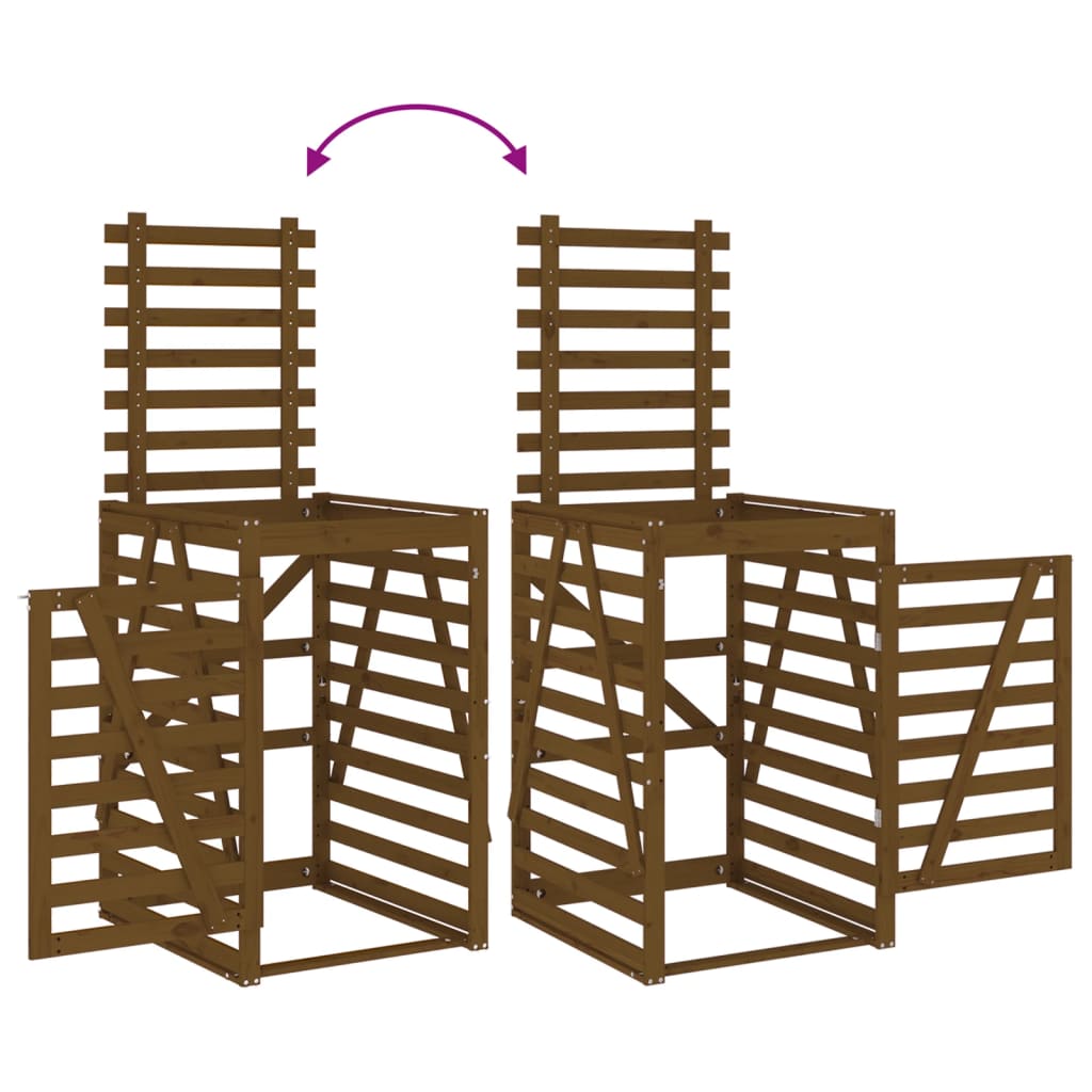 Mülltonnenbox für 4 Tonnen Massivholz Kiefer