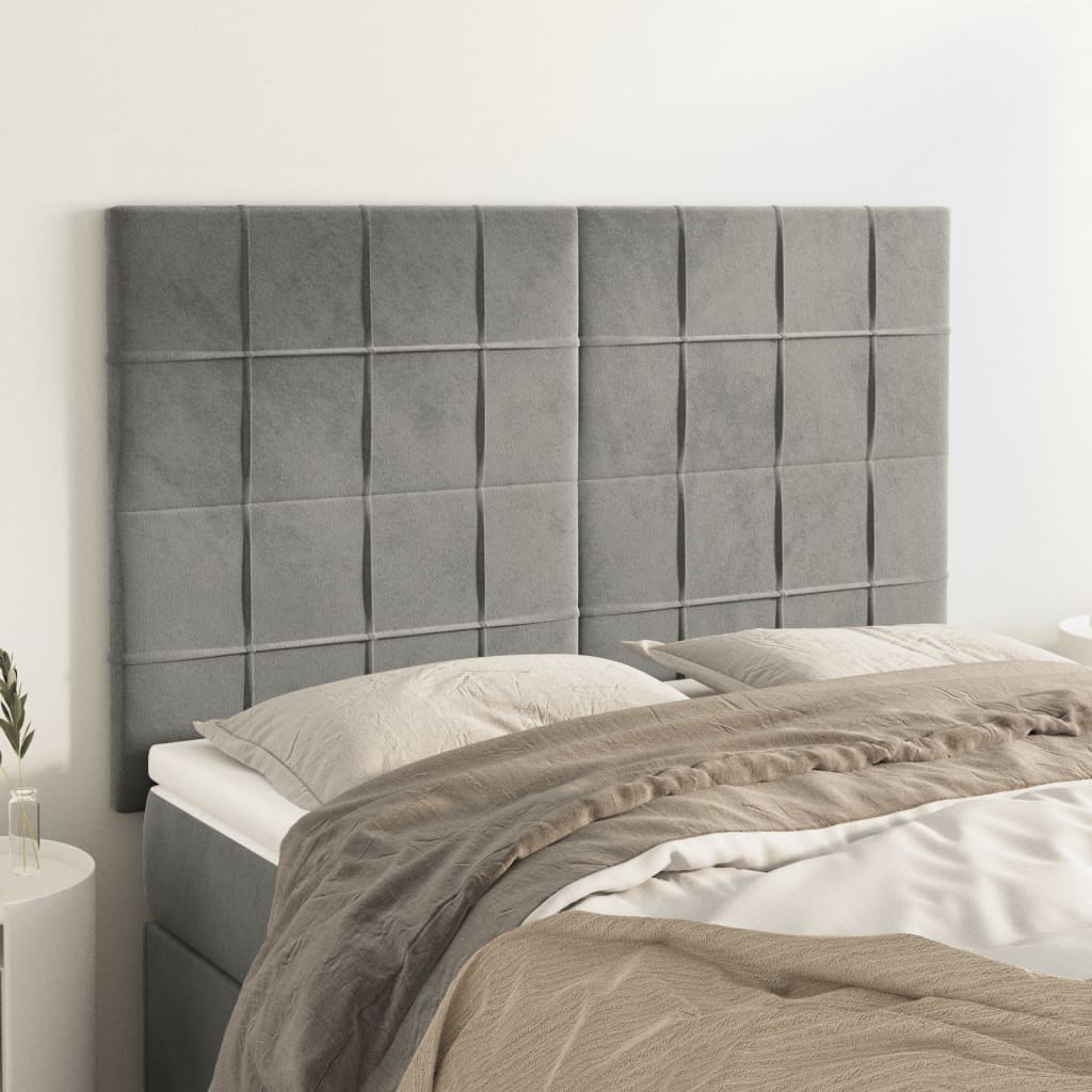 Kopfteil Hellgrau 80x5x118/128 cm Samt