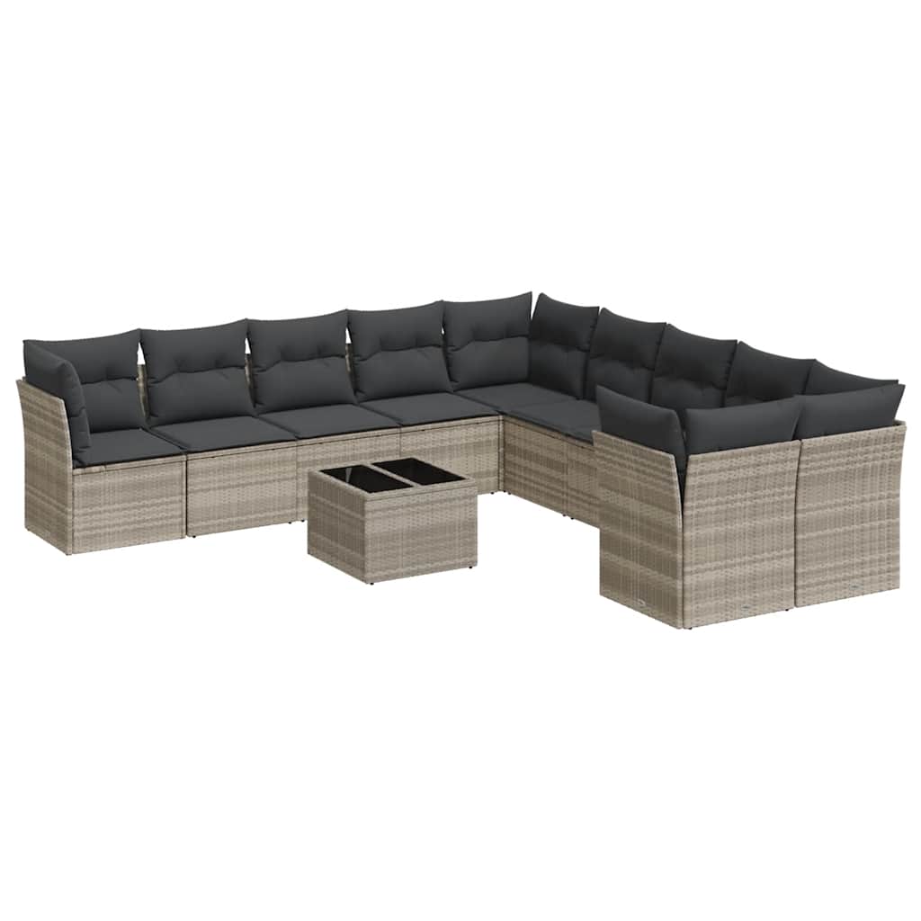 10-tlg. Garten-Sofagarnitur mit Kissen Schwarz Poly Rattan