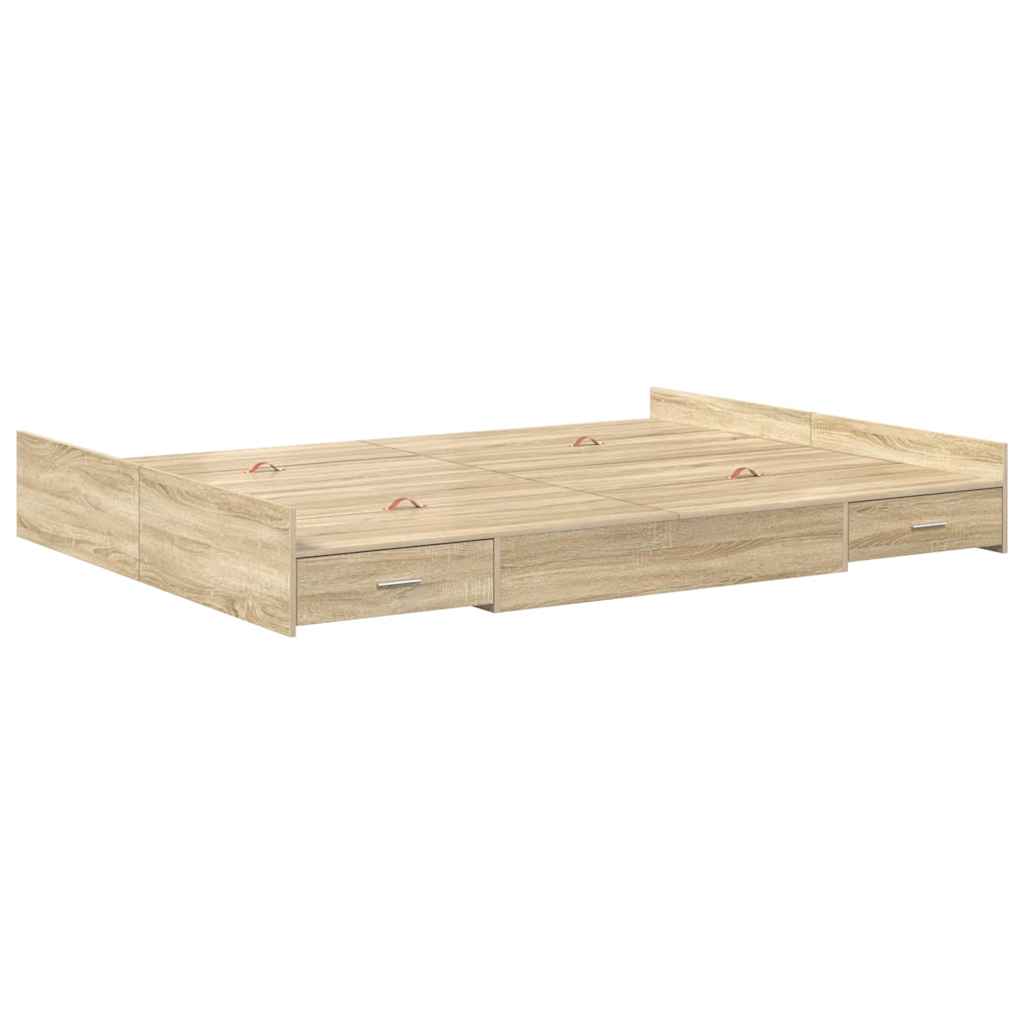 Aufbewahrungsbettgestell Weiß 200 x 200 cm Holzwerkstoff